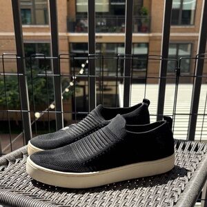 Sleek Black Knit Slip-On Sneakers